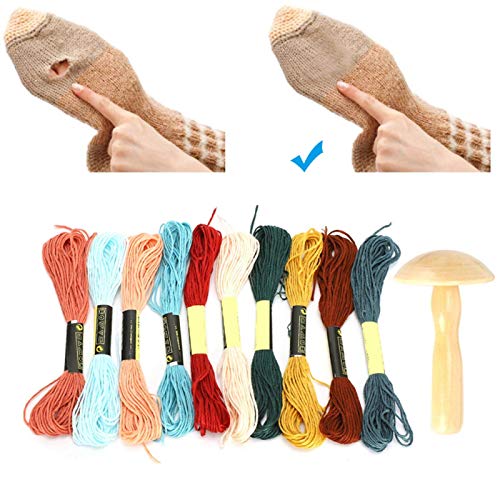 Kit con 10 hilos de darning y puntero de madera miniatura 4