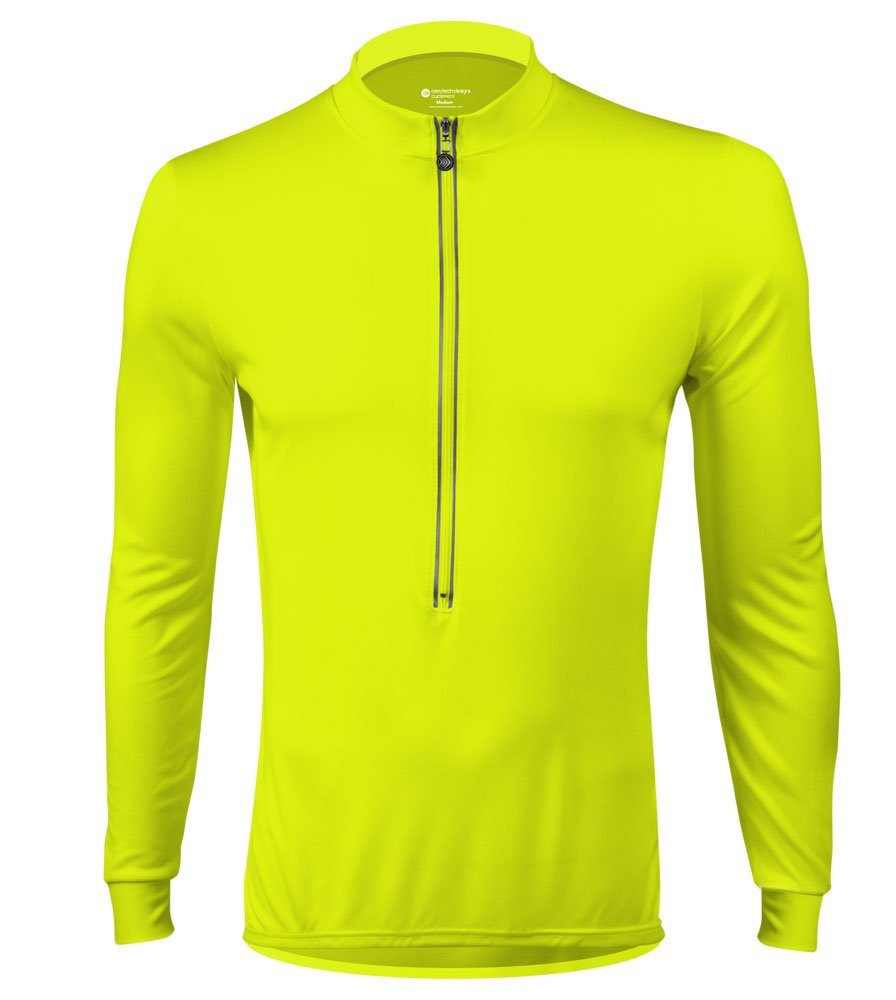 AERO|TECH|DESIGNS | Solid Color Cycling Jersey | Lightweight Long Sleeve | Safety Yellow | Tall Fit | Large