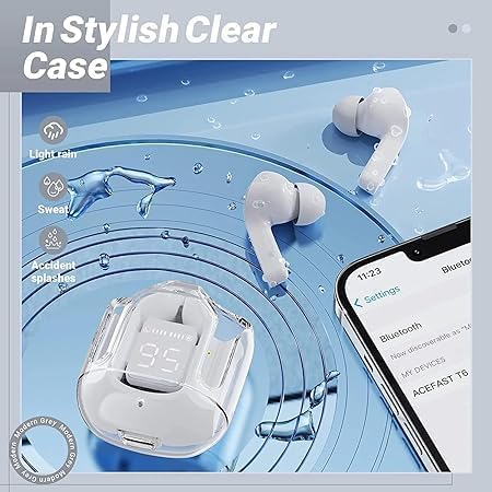 Image of Wireless Ear Bear Buds Wireless with 60H Playtime, Noise Isolation & Clear Calls, Bluetooth Earbuds with Voice Assistant, Bluetooth V 5.3 & with Type C Fast Charging 60H Playtime (White)