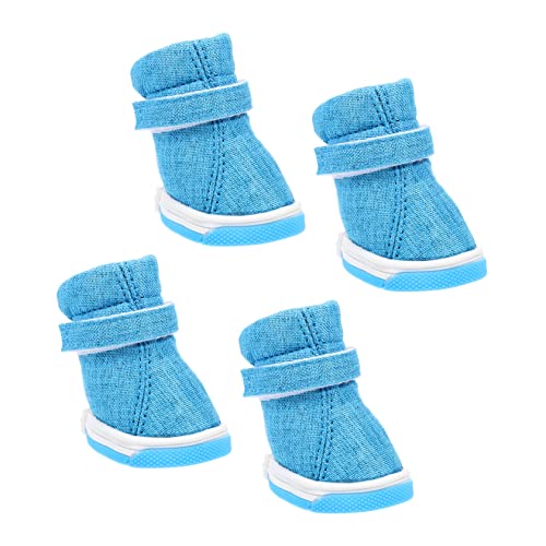 BUGUUYO 4 Piezas Zapatos para Mascotas Pata mastica Bota de Perro Zapatillas Perro Zapatillas para Perros Botas Antideslizantes para Perros Botas para Perros al Aire Libre algodón Blue