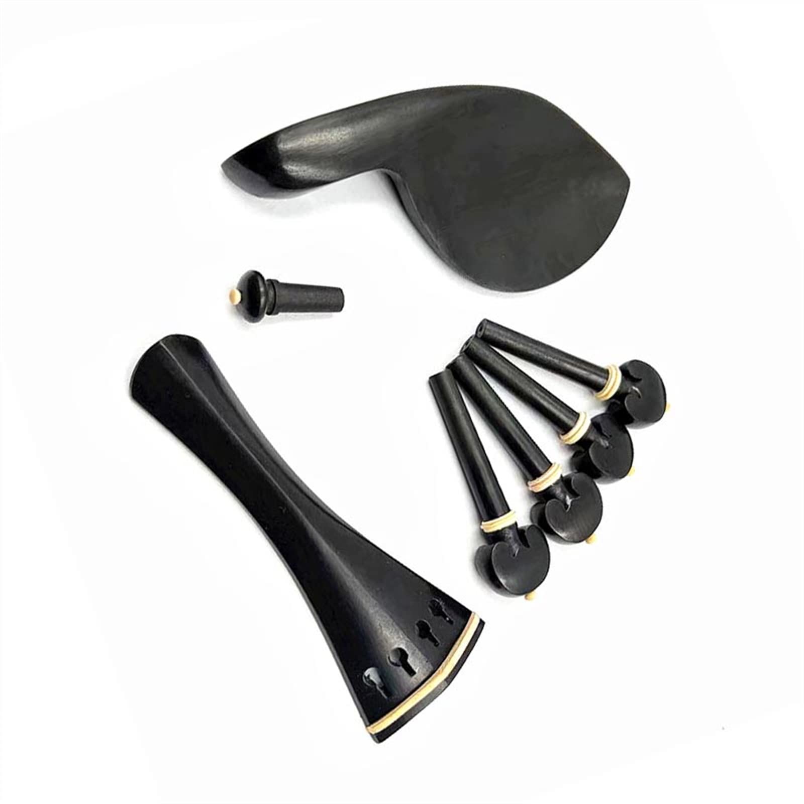 Skrzypiec Akcesoria Ebony 4/4 Zestaw Części Do Skrzypiec Skrzypce Tailpiece Kołki Stroikowe Kołki Podbródek Z Dekoracją Z Bukszpanu (Color : 01)
