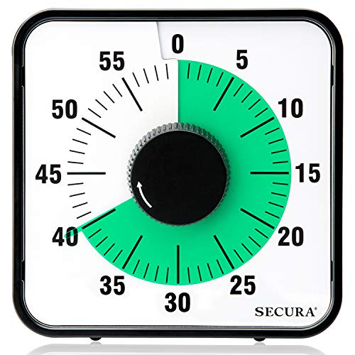 Secura Visual Timer 60-Minute Mechanical Kitchen Timers for Cooking, 7.5-Inch Oversize Countdown Clock