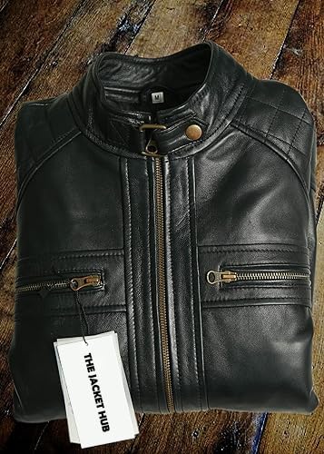 JACKETHUB Men's Genuine Lambskin Leather Biker Jacket | Premium Vintage Café Racer Motorcycle Jacket | Motorcycle Jacket4