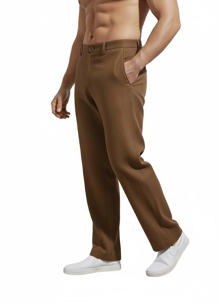 Linen Pants for man | Lower for man | Chinos for Casual Wear |Straight fit Trouser for Men | Elastic Waist Brethable All Season Pants for Regular, Office Wear