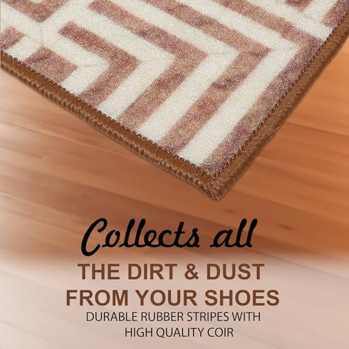 Image of HUES & SHADES Coir Door Mat for Outdoor Entrance - [37 x 57 cm] | Natural Coconut Fiber Brush Mat for Shoes Cleaning, Heavy Duty Non-Slip Doormat for Front Porch, Patio, Entryway (Mystic Maze)