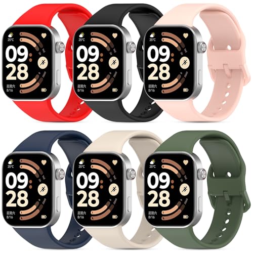 BDIG 6 Piezas Correas para Xiaomi Redmi Watch 6/5 /4, Deportiva Coloridos Recambio Suave Pulseras de Silicona Repuesto Mujer Hombre
