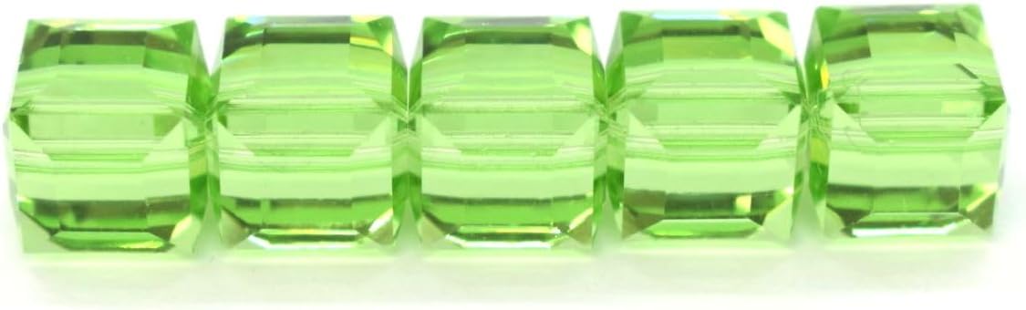24pcs Adabele Austrian 4mm (0.16 Inch) Faceted Cube Crystal Beads Peridot Green Compatible with Swarovski Crystals Preciosa 5601 image 3