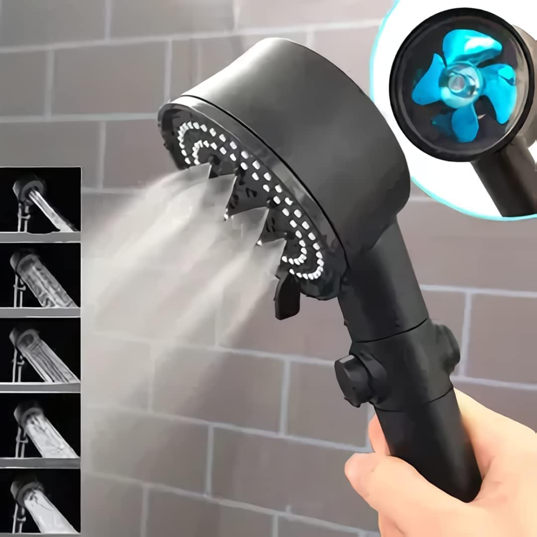Jouis DUŞ BAŞLIĞI Turbo Fan 5 Fonksiyonlu Duş Başlığı El Duşu Handshower, Siyah 1.Sınıf Kaliteli