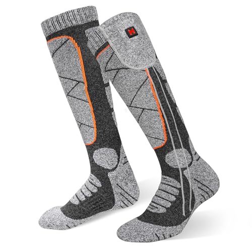 Image of EIHBIEA Heated Socks, 5V 6000mAh Rechargeable Heated Socks for Men & Women, Electric Socks with 3 Heating Levels for Winter, Skiing, Hunting, Camping, Hiking, Cycling, Outdoor Work