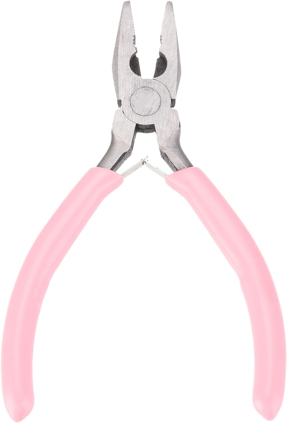 HARFINGTON Pliers 5" Mini Combination Pliers with Wire Cutter & Non-slip PVC Handle Serrated Jaw Micro for Beading Tool Hobby Craft, Pink