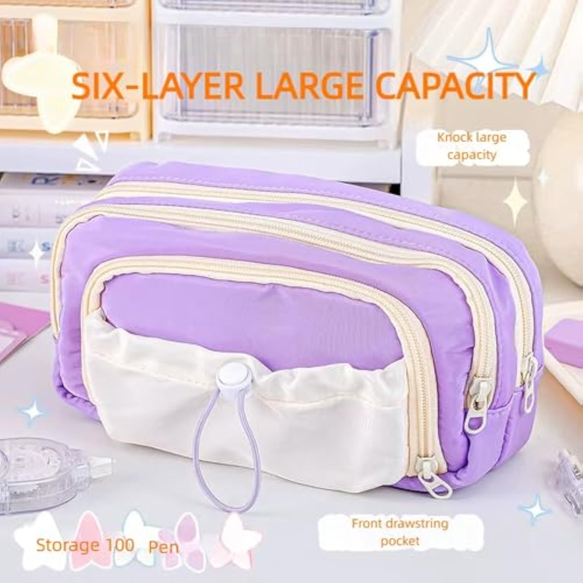 Large Capacity 5-Layer Pencil Pouch for Girls, Organised Gift