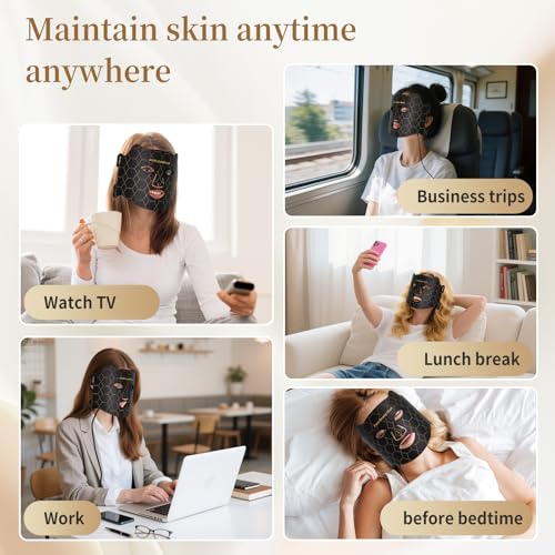 Image of Red Light Mask 4 Color Light Therapy for Face,with 240 LED Mask,1800mAh Rechargeable Controller,850nm Near Infrared Yellow&Blue Modes timer for 10 minutes 3 energy levels Anti-Aging at Home & Travel