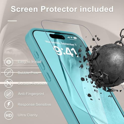 Image of YENAPOON for iPhone 15 Pro Case, Matte Magnetic Phone Cover [with 1 Screen Protector] [Support for MagSafe] [Shockproof Military Grade Protection] Translucent Frosted Back, Light Blue