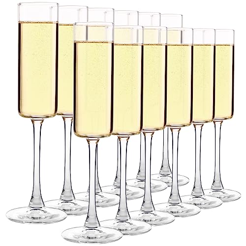 Elegant Champagne Glasses Set of 12, Glass Champagne Flutes for Birthday, Wedding, Party – 6 oz, Clear