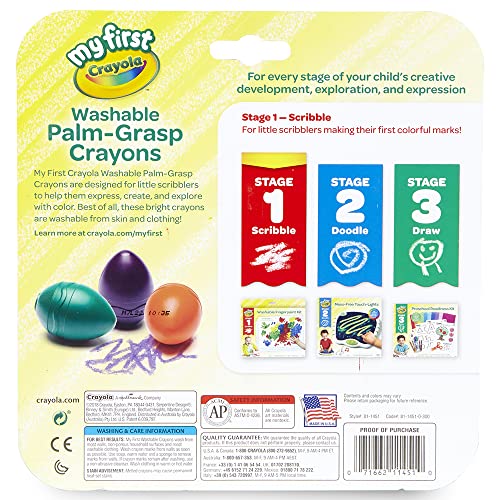 Crayola My First Palm Grip Crayons, Toddler Crayons, Coloring Gift, 6 Count, Assorted Colors #TOP1