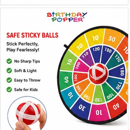 Image of Birthday Popper Birthday Return Gift for Kids Number Dart Boards, 3 Pcs | Sticky ball target game; colourful numbered scoring zones; indoor or outdoor play; math-learning activity for boys & girls