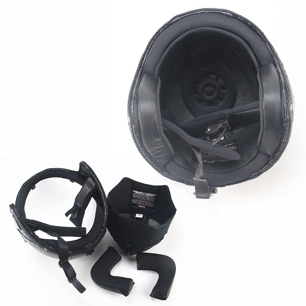 Cuir Casque Moto Jet Vintage Retro avec Lunettes et Masque, Unisexe 3/4 Moto Chopper Scooter Modulable Casque De Vélo, ECE Homologué en pour Casque De Moto Homme Et Femme - M~XXL