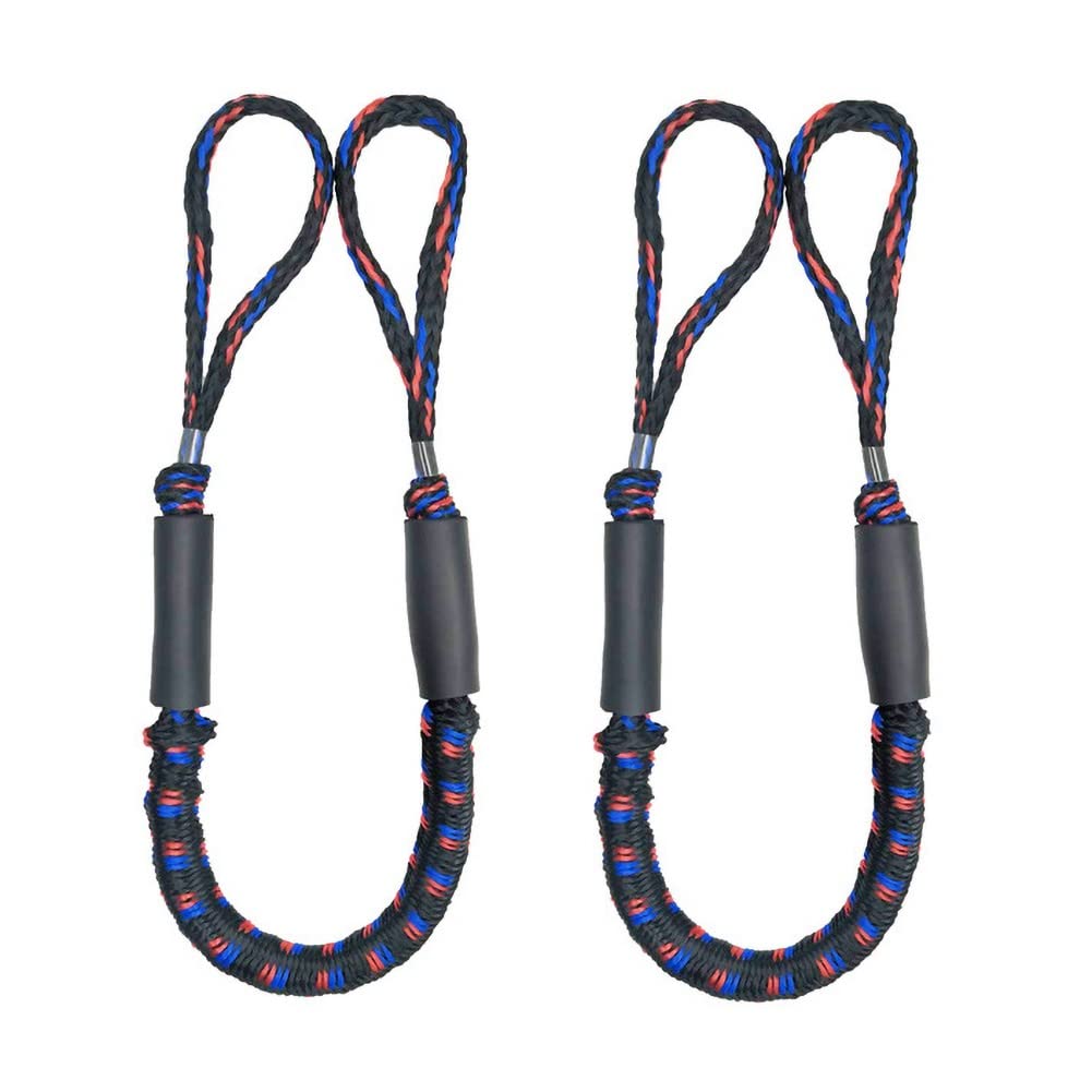 Cuerda náutica, 2 Piezas de Cuerdas elásticas Amarre for Botes Marinos(Red Blue Black)