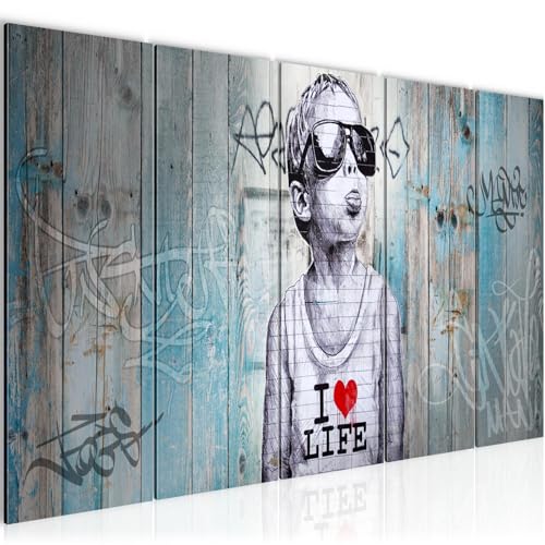 Tableau mural XXL Graffiti Street art bleu gris deco murale grand format