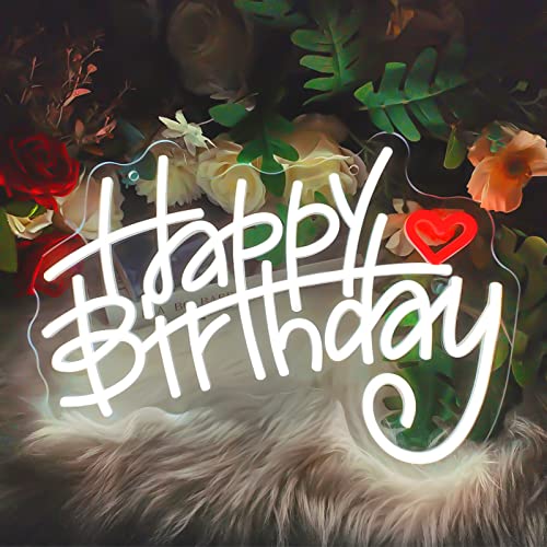Custom Happy Birthday Neon Sign for Wall Decor,Super Bright White Color Happy Birthday LED Sign with USB and Hanging Chain for Birthday 30inch 36inch LED Sign Party Decorations (5