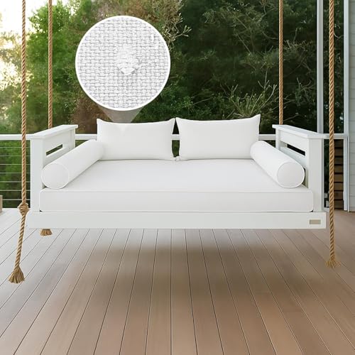 Image of Outdoor Daybed Cushion Cover Twin,Daybed Mattress Bolster Pillow Fitted Sheet Cover,Twin Size Outdoor Daybed Cushion Covers (White, 75 * 39 * 6in)
