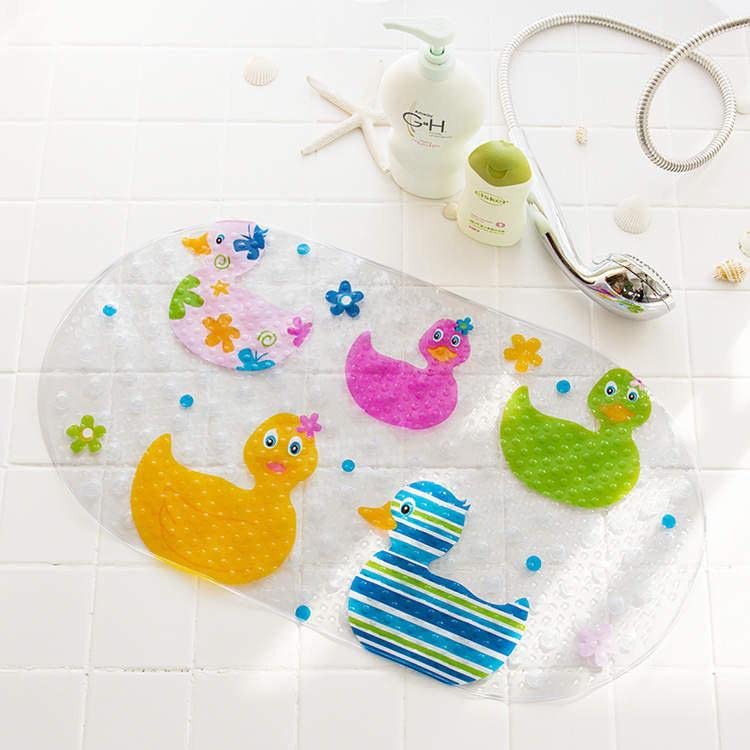 JUPA Place Bath Mat for Kids - Baby Bathtub Mat for Bathroom --15.5 x 27 inches Non-Slip Shower Mats for Toddler - Machine Washable Easy Dry Anti-Slip Shower Mats for Bathroom Floor - (Ducks)