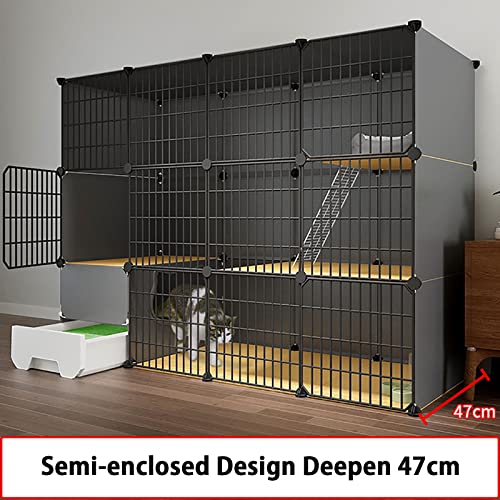 Cage pour chat d'intérieur spacieuse avec toilettes et échelles - 3