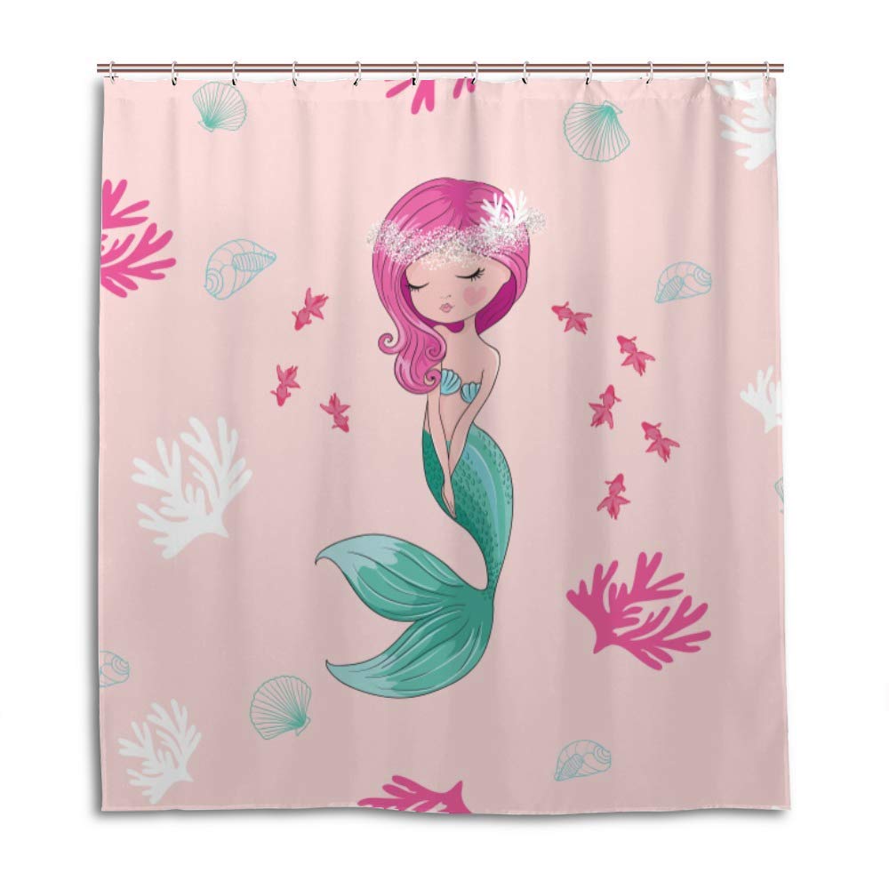 Rideau de douche motif sirène lavable pour créer une salle de bain magique