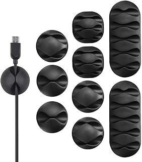 مشبك كابلات من جينارا، منظم أسلاك لتنظيم أسلاك الكابلات في المنزل والمكتب، حوامل أسلاك ذاتية اللصق، عبوة من 10 قطع، أسود