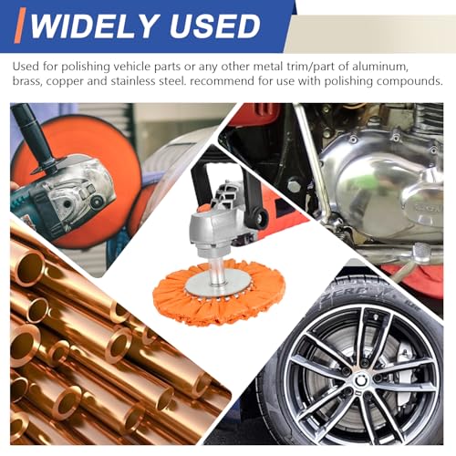 Image of 8 inch Airway Buffing Wheel for Angle Grinder, 5 /8 inch Arbor Hole, 12 Plys Hard Cotton Polishing Wheel for Aluminum, Stainless Steel, Brass & Copper, Yellow, 2 pcs