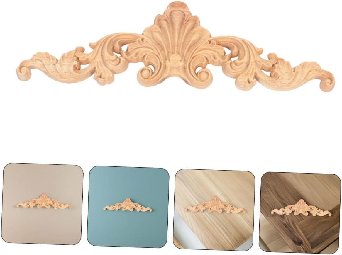 MAGICLULU 2pcs European Style Wood Carved Appliques Decorative Onlays for Furniture Cabinet Door and Wardrobe Decor Easy to Install Wood Details