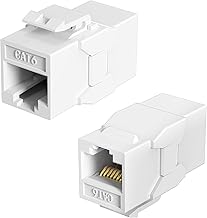 Jadaol 1 Pack RJ45 Cat6 Keystone Couplers, Female to Female Inline Couplers, 10Gbps Patch Cable Extension, UTP Ethernet Lan Coupler, Cat6 Cable Connector for Patch Panel, Wall Plate, Networking, White