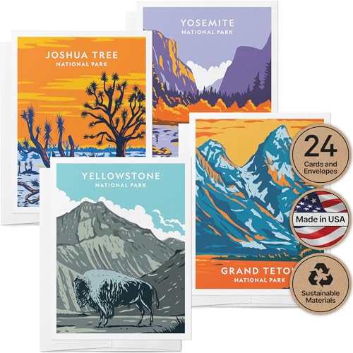 Image of Twigs Paper National Parks Greeting Cards, 24 Assorted Blank Note Cards