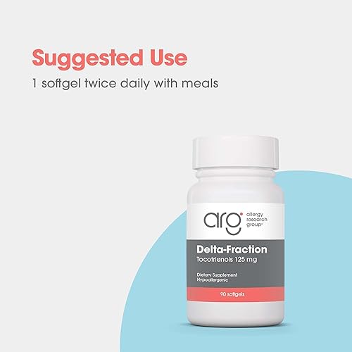 Miniatura 10 de Allergy Research Group Delta-Fraction Tocotrienoles Suplemento - 50 mg de vitamina E, Annatto, Gamma, Tocotrienoles solamente, sin tocoferol,