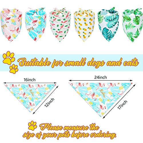 6 Pieces Summer Triangle Dog Bandana Hawaii Dog Bandana Flamingo Triangle Pet Bibs Reversible Dog Scarf Adjustable Washable Pet Kerchief (S) #TOP2