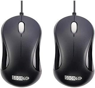 SOONGO Computer Mouse 2 Pack Mini USB Mouse for Laptop Designed USB Optical Wired Mice for Office and Home use Compatible with Computer Laptop PC Desktop Windows 7/8/10/XP Vista and Mac Black Color