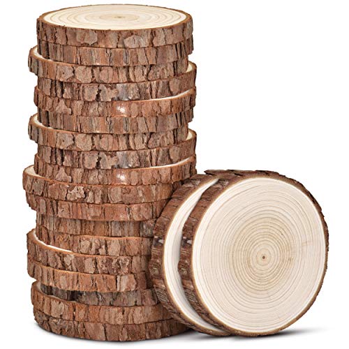 Comparison: Best Finish For Wood Coasters 10 LESUMI Unfinished Natural Wood Slices with Bark - 20 Pcs 3.5-4 inch Wood Craft kit, DIY Kids Arts and Crafts Coasters Christmas Ornaments Rustic Wedding Decorations