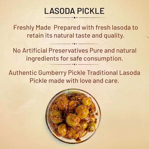Image of Masala Potli Lasoda Gunda Pickle 1Kg, Fresh and Flavorful Authentic Gumberry Pickle, Traditional Homemade Lasode Ka Achar, Freshly Made Pickle for Everyday Meals, 500gm (Pack of 2)