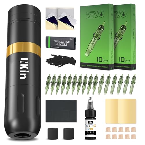 INKin Maquina de Tatuar Kit Completo, Maquina de Tatuar Inalambrica con Pantalla LED y Batería de 1500mAh, Ultra Kit Tatuaje Completo con Tinta Tatuaje,Agujas Tatuaje para Principiantes y Artistas