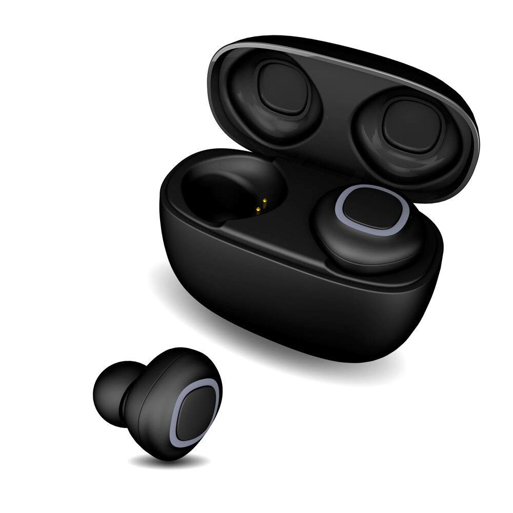 Instock Mini Wireless Earphone Twins Voice Control Bluetooth 4.2 Earbuds In-Ear Stereo Headphones Sport Headset Noise Reduction (Black)