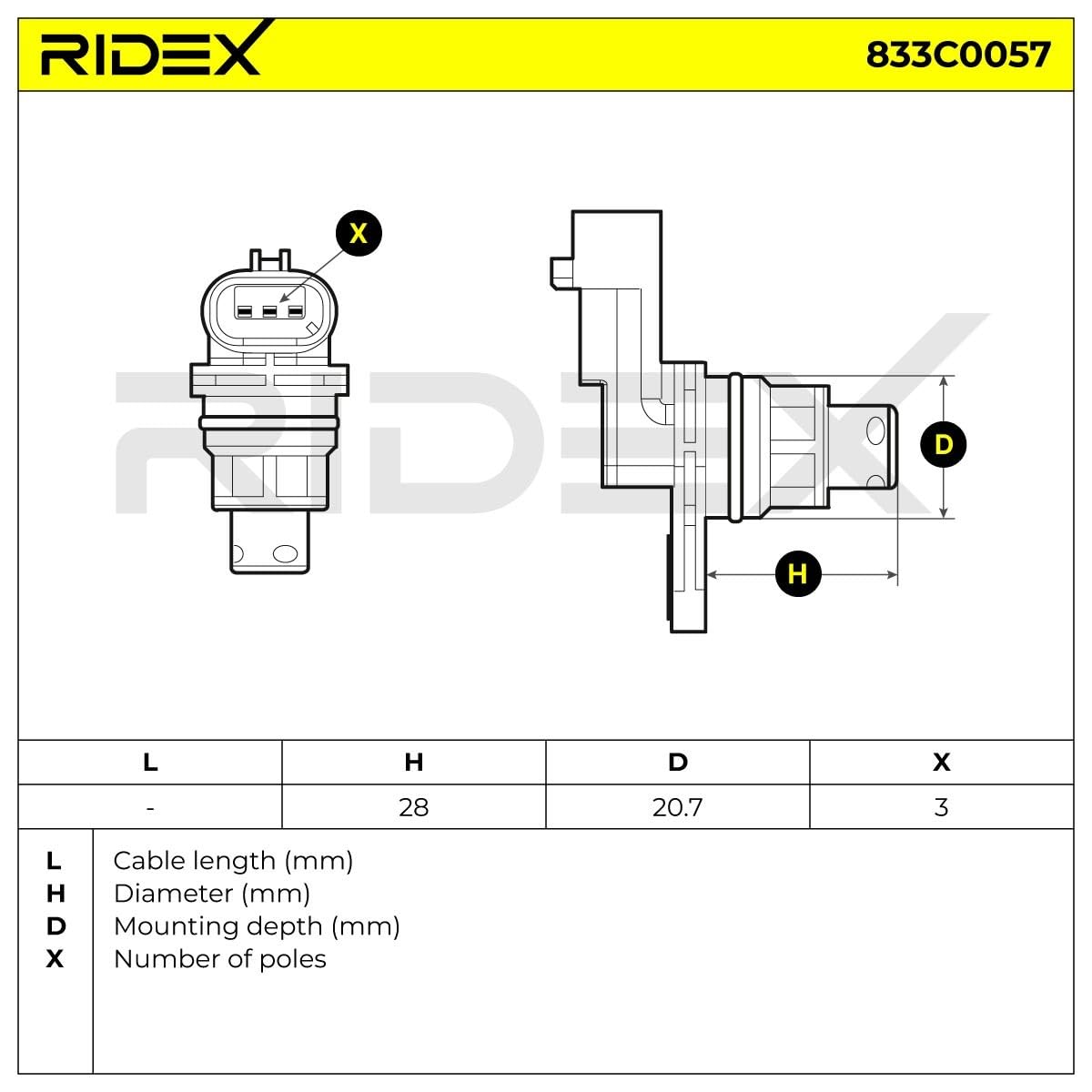 RIDEX 833C0057 Generatore di impulsi Albero a gomiti senza cavo Compatibilità con OPEL Corsa D Hatchback S07