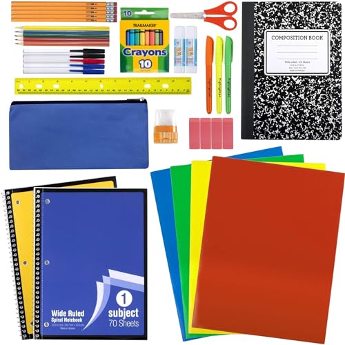 Prime 45 Piece School Supply Kit Grades K-12 - School Essentials Includes Folders Notebooks Pencils Pens and Much More! - Image 4