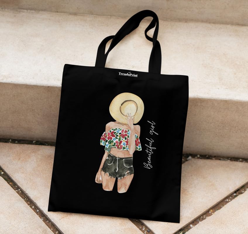 Image of TrendoPrint Reusable Shopping Bag Canvas Tote Bag for Grocery, College, Office & Shoulder Handbag Travel Bag for Men and Women (14x16 inches)