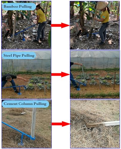 MLYAYE Metal Post Puller for Pulling Out Wood Posts, Broken Fence Post Removal Equipment with Adjustable C-Shaped Buckle & 100cm Long Rod, Effortless Extraction Tool