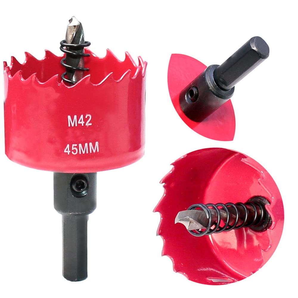 Broca de taladro de madera bimetálica de 60-200 mm Broca de acero HSS M42 Kit de sierra de agujero de madera abridor para tablón de madera / tubo de hierro de aluminio, rojo, 80 mm