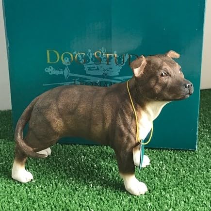 Animal Crackers Realistic standing Brown Staffordshire Bull Terrier Dog figurine from the Dog Studies range, in coloured gift box, great dog lover collectible gift