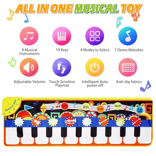 image for Cyiecw Piano Mat, Toddler Toys Musical Mat with 25 Music Sounds Floor 