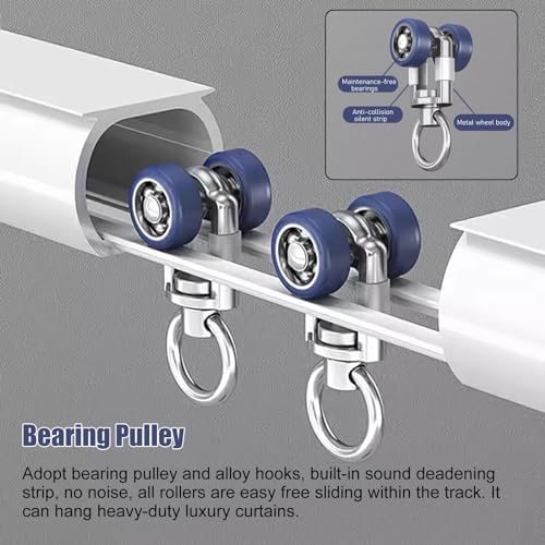 Heavy Duty 15ft White Curtain Track System - Ceiling & Wall Mount, Perfect for Room Dividers & Bay Windows, Includes Curtain Rods & Fittings for Home Decor, Easy Installation