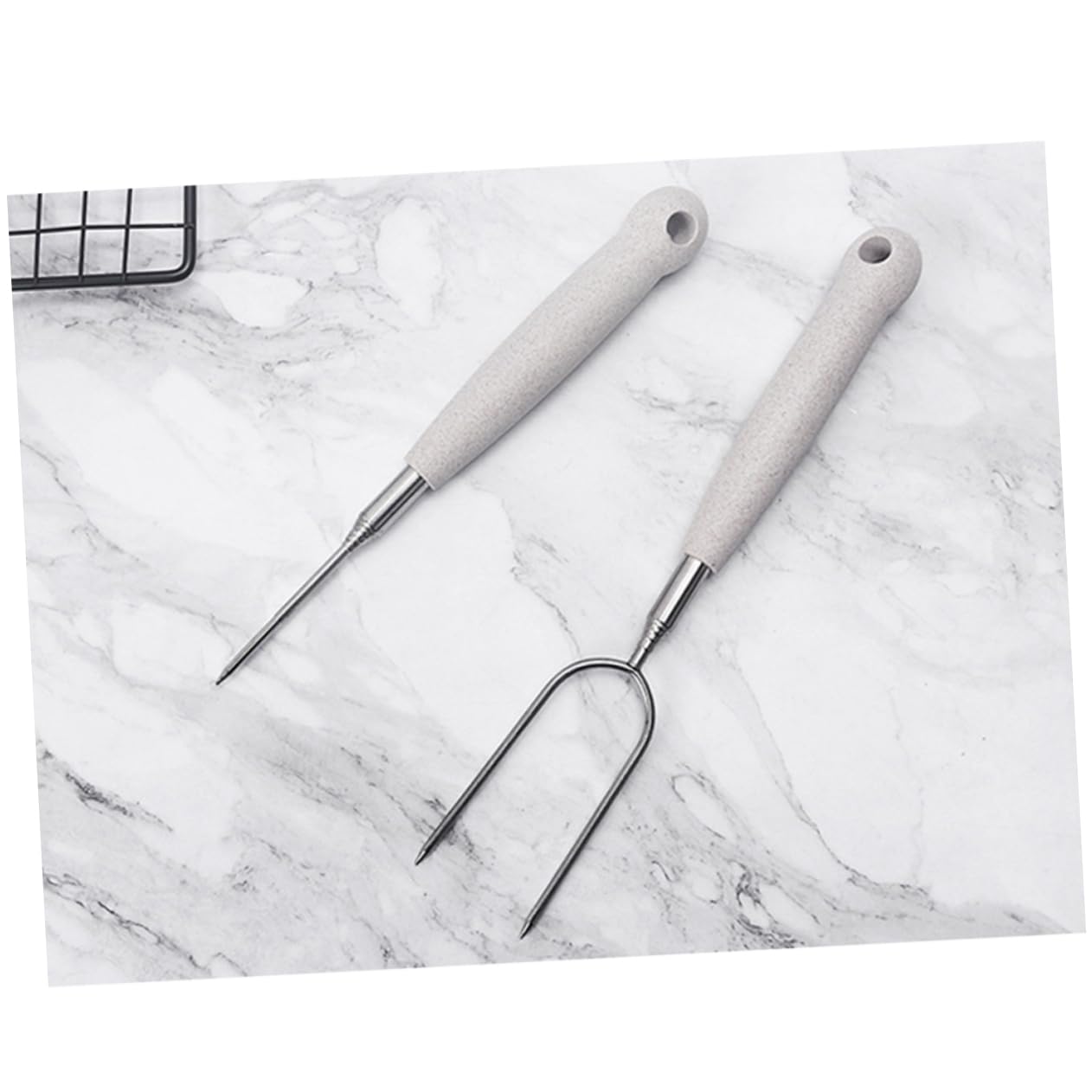 SUPVOX 3 Set Forche Flessibili Spiedini Spiedo Forchette The Fork Barbrcue Double Barbacue Doble Accessori Per Barbecue Forchetta Per Barbecue Silver 2 Pezzi*3