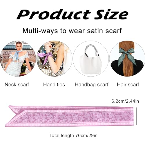 4 Pcs Hair Scarf Satin Head Scarf for Women, Fashion Bag Scarf for Handbags Purse Scarf Bohemian Style Hair Neck Scarves Bandana for Handbags Accessories3